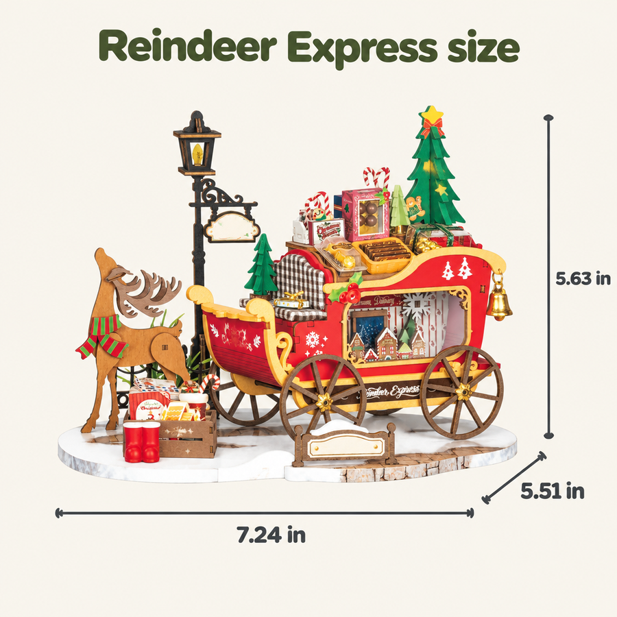 Reindeer Express size: 7.24 x 5.51 x 5.63 inches