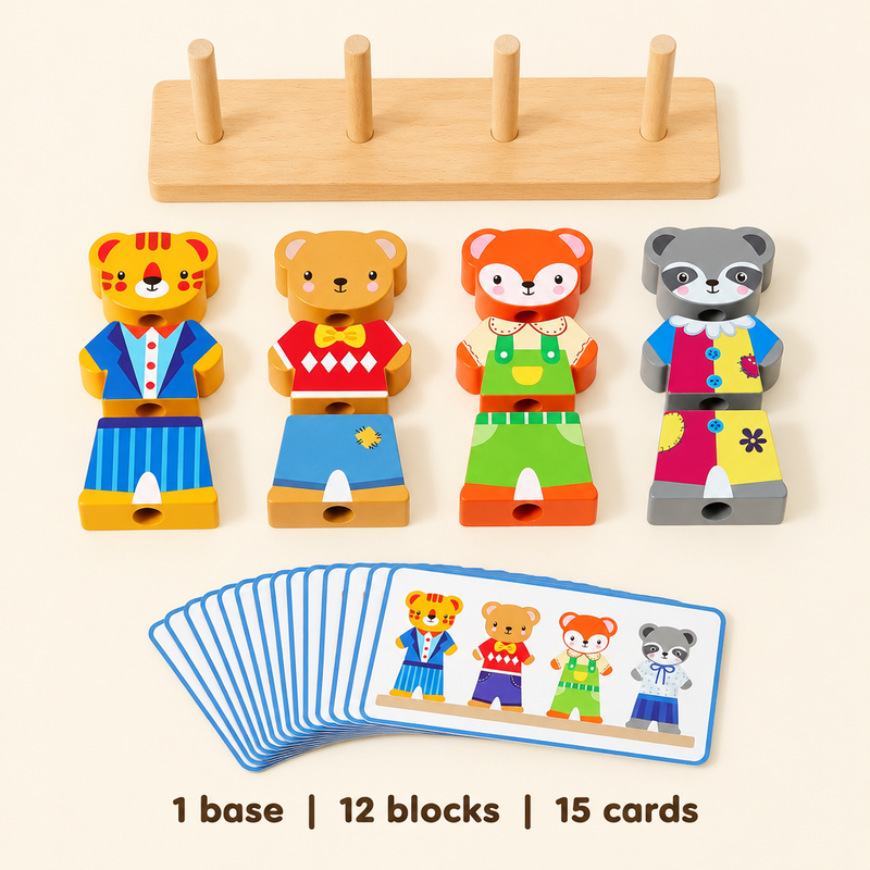 Everything included: base, blocks and 15 cards