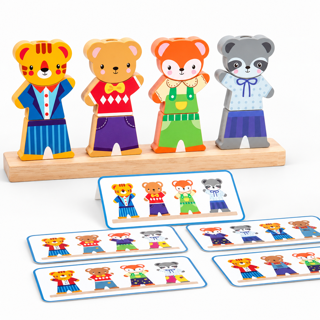 Wooden animal dress-up stacking puzzle