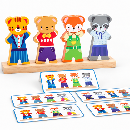Wooden animal dress-up stacking puzzle