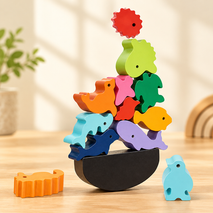 Wooden animal balance blocks