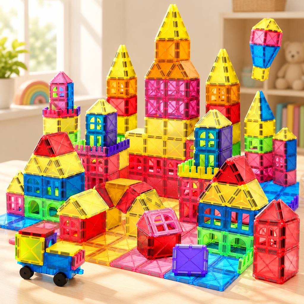 Translucent magnetic building tiles