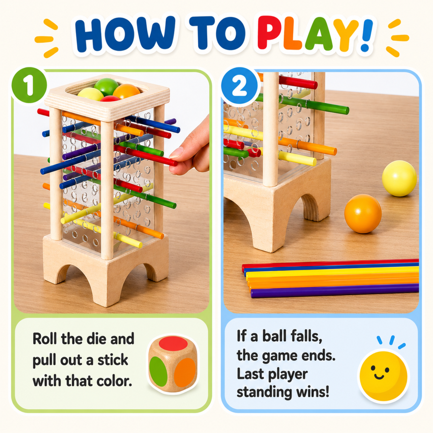 Montessori Wooden Stick Drop Game